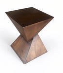 Solid Wood Talia Twisted Hourglass Design Side Table,Walnut Finish - Aspect Furniture Store