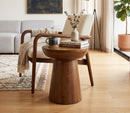 Round Solid Oak Romily Accent Side Table,Walnut Finish - Aspect Furniture Store