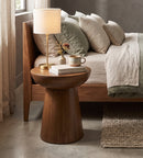Round Solid Oak Romily Accent Side Table,Walnut Finish - Aspect Furniture Store