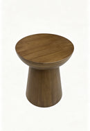 Round Solid Oak Romily Accent Side Table,Walnut Finish - Aspect Furniture Store