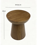 Round Solid Oak Romily Accent Side Table,Walnut Finish - Aspect Furniture Store
