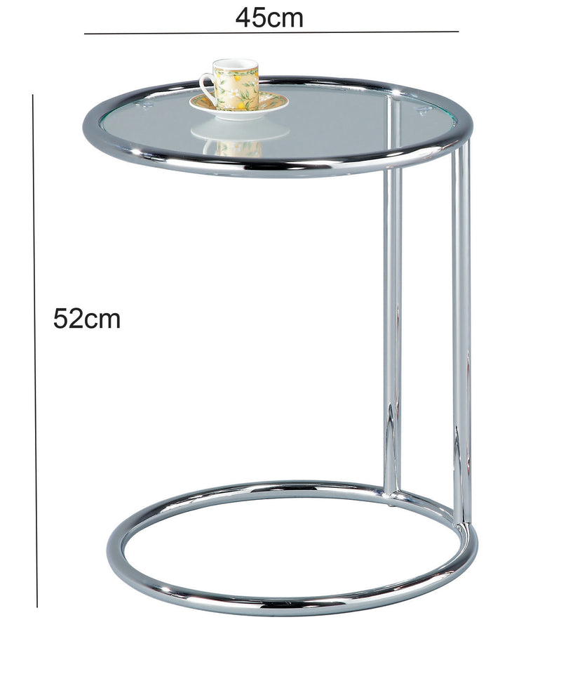 Mia Round Side Table, Chrome/Clear