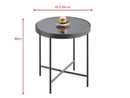 Fino Glass Round Side/End Table/Lamp Table (42.5 dia x 46cm, Anthracite/Grey Mirror) - Aspect Furniture Store