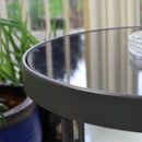Fino Glass Round Side/End Table/Lamp Table (42.5 dia x 46cm, Anthracite/Grey Mirror) - Aspect Furniture Store