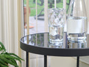 Fino Glass Round Side/End Table/Lamp Table (42.5 dia x 46cm, Anthracite/Grey Mirror) - Aspect Furniture Store