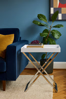 Hotel Style Hopkins Foldable Detachable Butler Table/Serving Tray,White/Silver