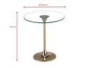 Eleni Side/End Table-Clear Glass Top, Gold Finish Metal Base