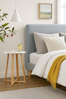 Avery Side Table, White Wooden Top, Bamboo Legs