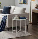 Alario Mirror Top Round Side/End Table/Lamp Table-White - Aspect Furniture Store