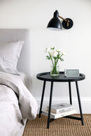 Louisa Round Side Table-Oak Veneer in Black Finish