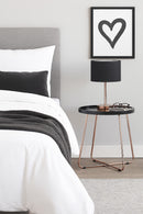Sasha Tray Style Top Round Side Table , Black/Copper