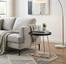 Sasha Tray Style Top Round Side Table , Black/Copper