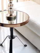 Leonardo Three Legged Side Table With Mirrored Top - Rose Gold/Black