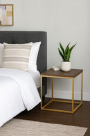 Regis Side Table/ End Table/ Nightstand (Walnut/Gold, 45 x 45 x 46(H) cm)