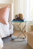 Monarch Clear Glass Round Coffee/Side End Table With Chrome Base