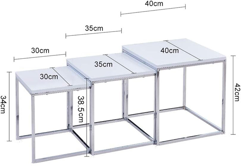 Murano Gloss Set of 3 Nesting Tables,White