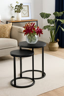 Paloma Set of 2 Round Nesting Tables, Matte Black Top and Base