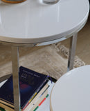 Terni Set Of 2 Tables, Glossy White Wooden Tops and Base