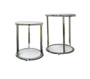 Terni Set Of 2 Tables, Glossy White Wooden Tops and Base