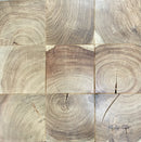 Drys Square Solid Acacia Wood Side/End Table (Natural/Black)