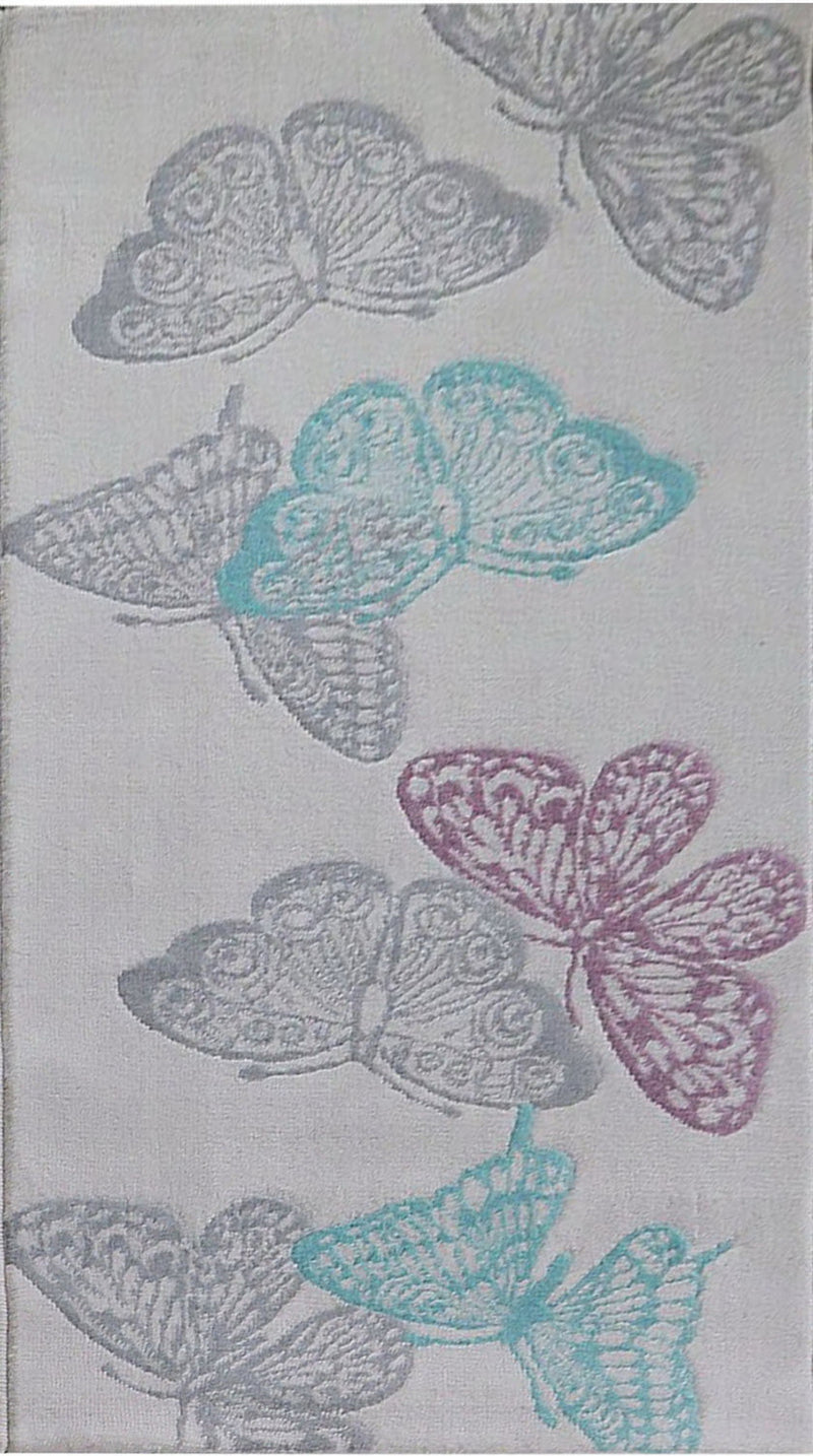 Open Butterfly Area Rug in Light Grey Background with Aqua, 80x150cm (6024408268963)