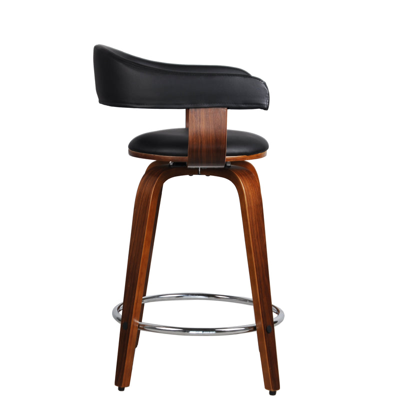 Crown Swivel Kitchen Stool/Dining/Bar Stool,Black Faux Leather Seat (6024396931235)