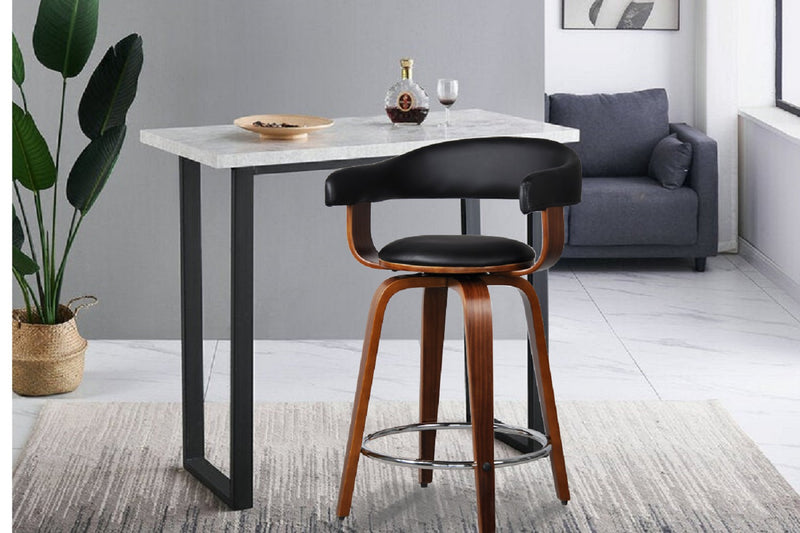 Crown Swivel Kitchen Stool/Dining/Bar Stool,Black Faux Leather Seat (6024396931235)