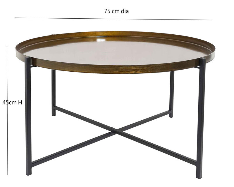 Cassia Round Metal Foldable Tray Top Coffee Table,Brass (7467069374676)