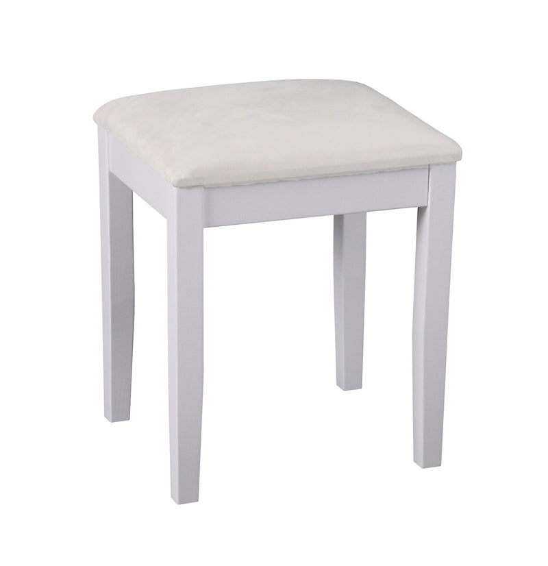 Dressing Table Stool With Padded Seat-White Wood, Cream Seat (6024397488291)