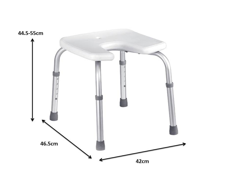 Aluminium "Adjustable Height U Shaped" Bath/Shower Seat-White (6024391655587)