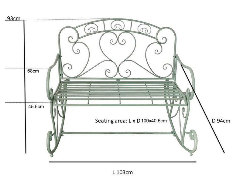 Salvora Metal Rocking Garden Bench, Sage Green-GF10SG-KD (7630560493780)