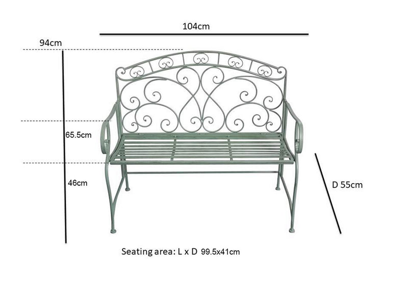 Salvora French Style Folding Metal Garden Bench, Sage Green-GF11SAGE (7630563246292)