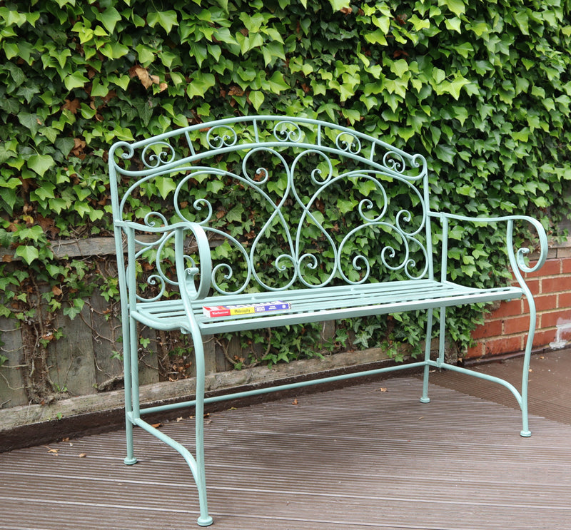 Salvora French Style Folding Metal Garden Bench, Sage Green-GF11SAGE (7630563246292)