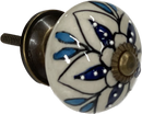 Set of 4 Hand Painted Ceramic Cabinet,Drawer Knobs/Waardrobe Pulls, Blue/White (HH5738-5) - Aspect Furniture Store