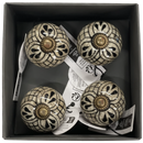 Set of 4 Hand Painted Ceramic Cabinet,Drawer Knobs/Waedrobe Pulls, Black/Beige(HH5740-1)