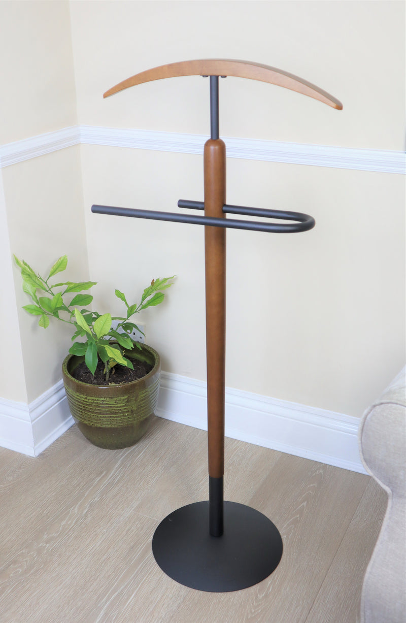 Grayson Suit Butler/Men's Valet/Coat Stand, Metal, Black/Walnut (6024400175267)