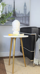 Maxine Tripods White Marble Top, Side Table (6719619530915)