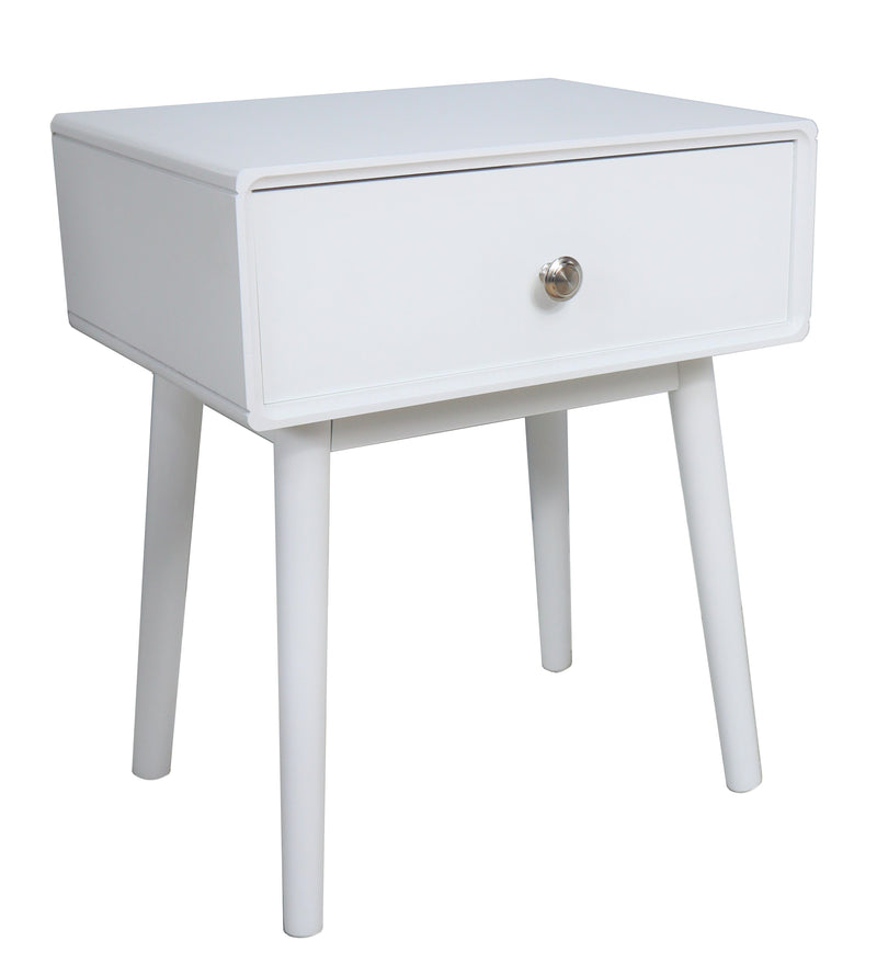 Niva Bedside Table With One Drawer ,White (6991175418019)