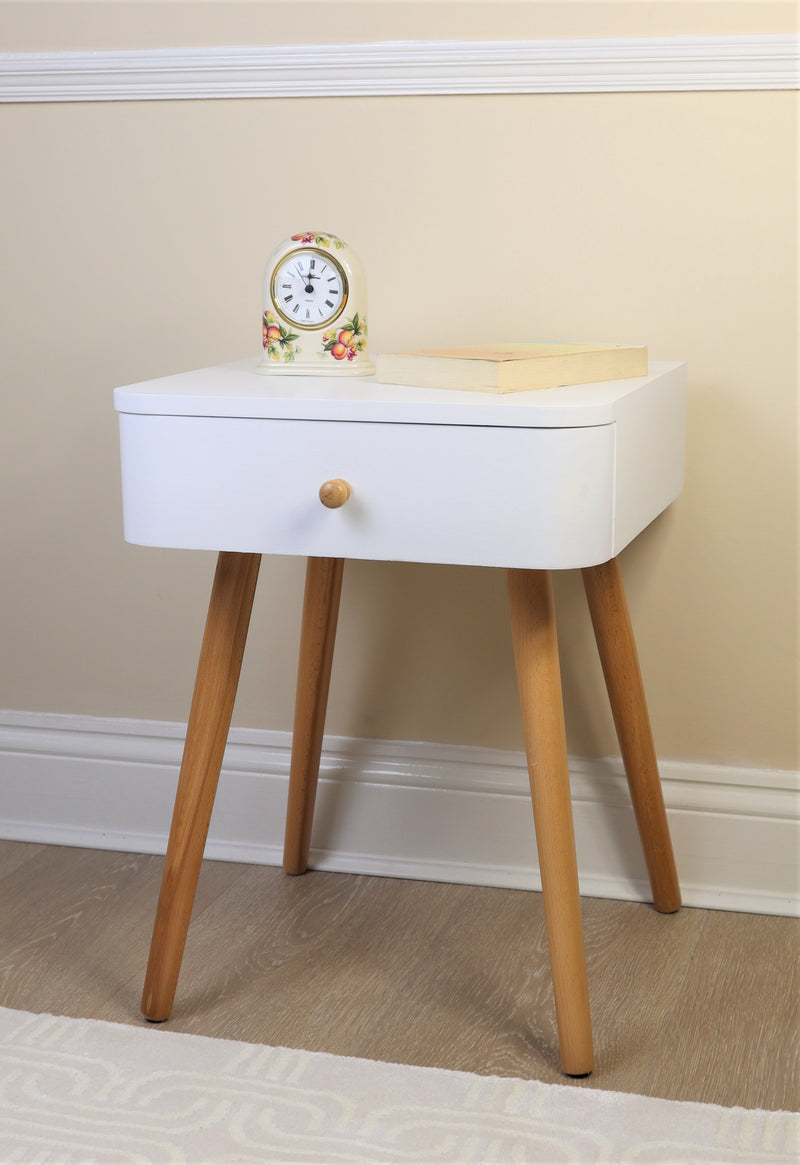 Gina Mid Century Modern Two-Tone Bedside Table,White (6991149269155)