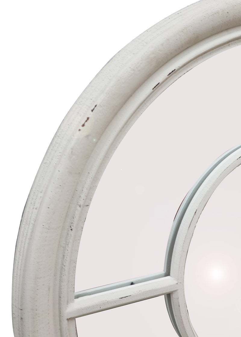 Covingtion Farmhouse Round Window Mirror-Distressed White (7502752383188)