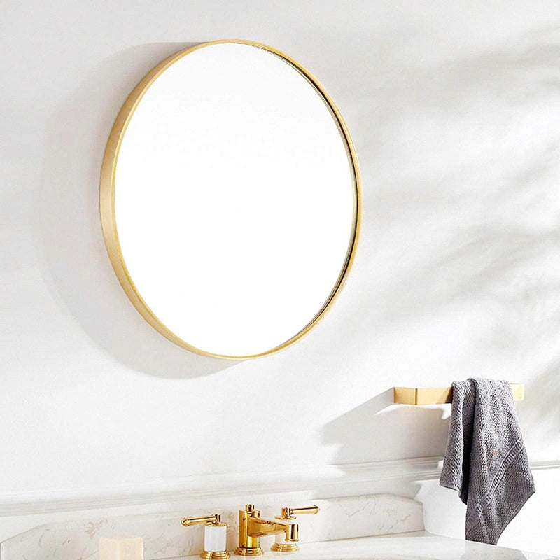 Studio Round Wood Accent Wall Mirror, Gold (7502753824980)