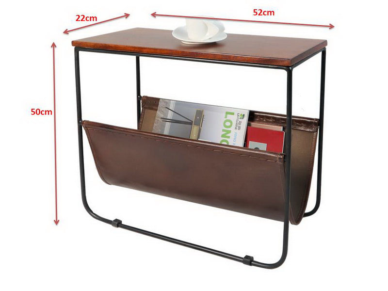 Rosali Brown and Black Magazine Rack Table (6024410398883)