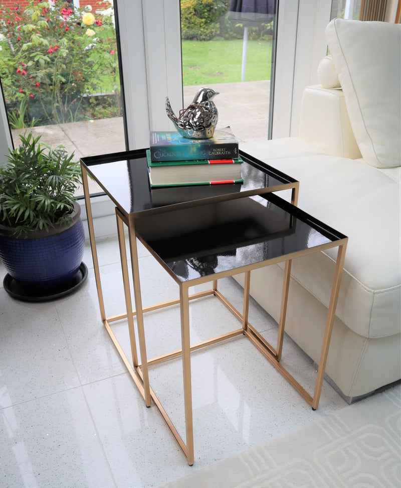 Myla Nest Of 2 Metal Tables, Gold/Black (7153201709219)