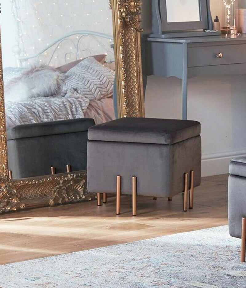 Eva Grey and Gold Storage Ottoman (6024398373027)