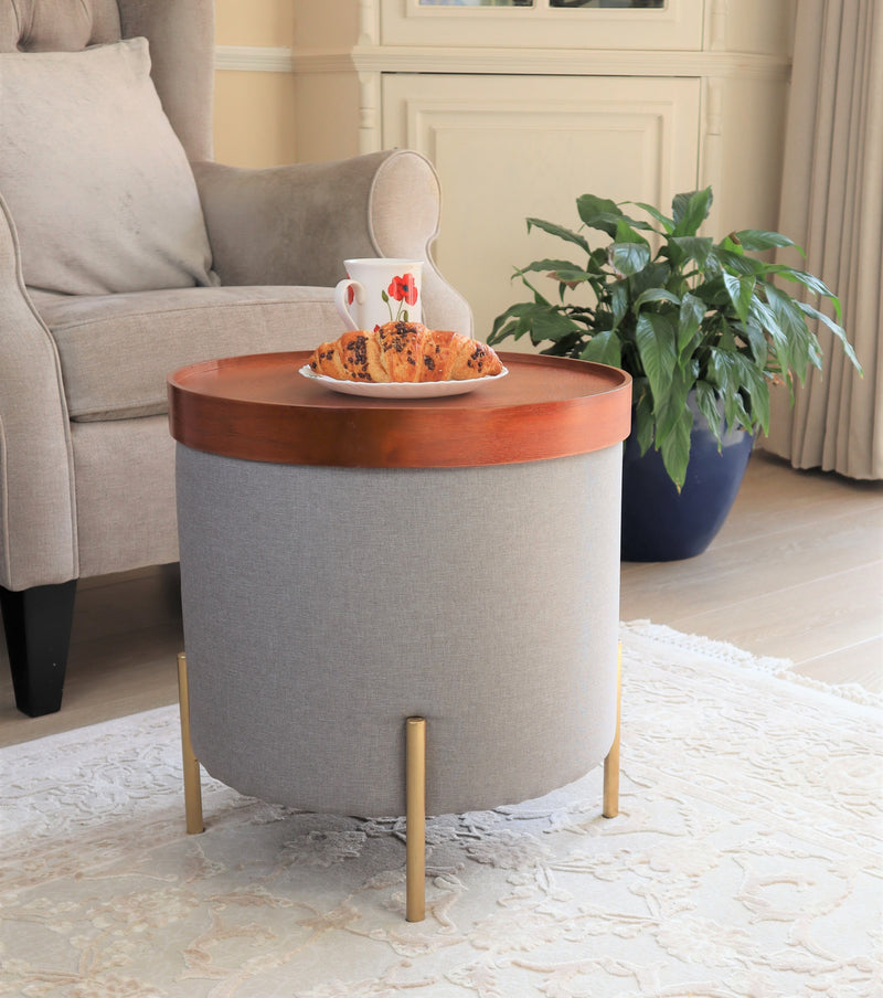 Valentine Ottoman With Tray Top, Light Grey Linen (6773375598755)