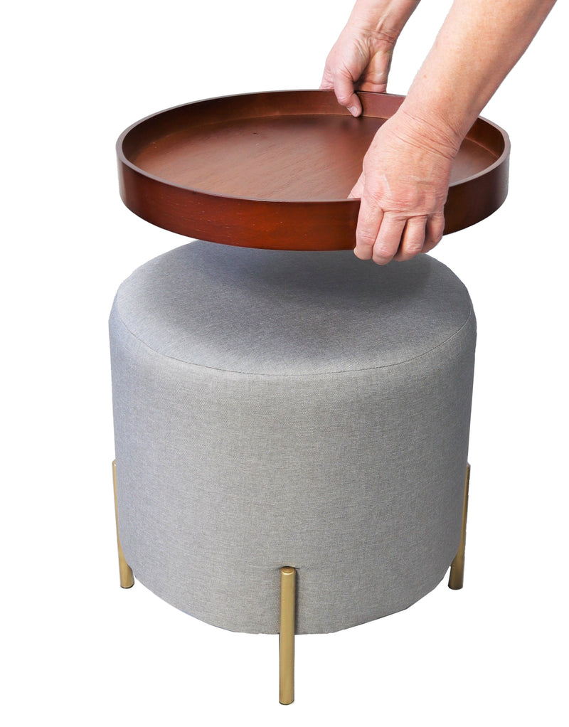 Valentine Ottoman With Tray Top, Light Grey Linen (6773375598755)