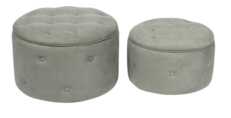 Valeria Set Of 2 Round Storage Ottomans, Light Grey (7263809470627)