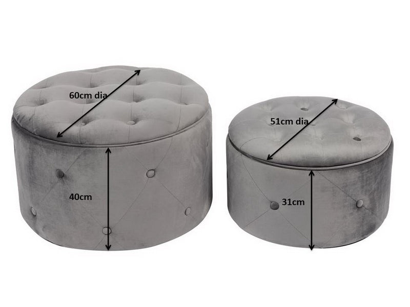 Valeria Set Of 2 Round Storage Ottomans, Light Grey (7263809470627)