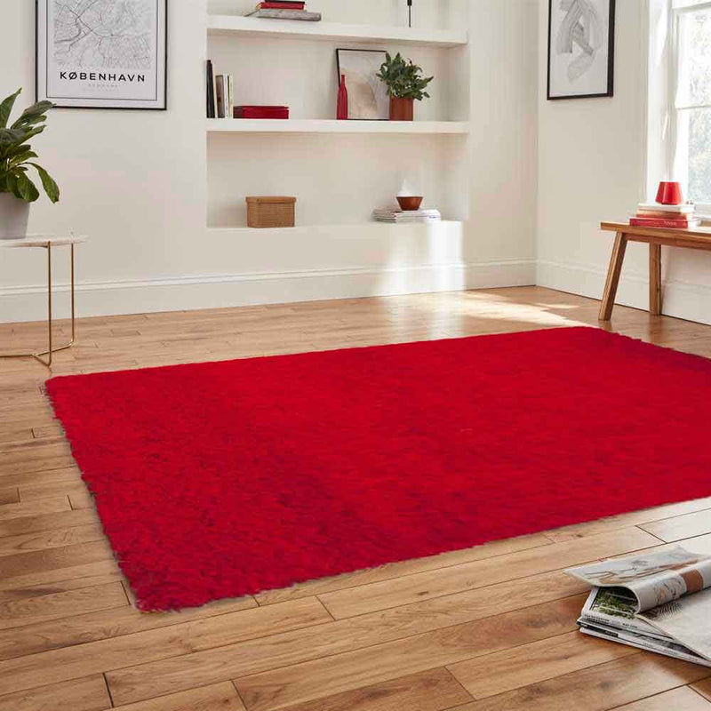 160 x 220 cm Polypropylene Modern Soft Shaggy Pile Rug, Light Red (6024390836387)