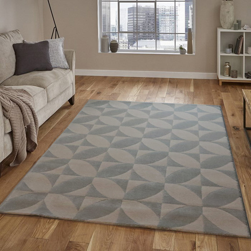 Kaleidescope Patterned 2 Tone Rug-Cream/Light Grey-Large (6024361279651)